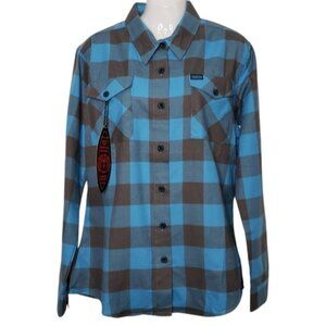 New Dixxon The Pier Ave Blue Plaid Shirt Women's Size Large